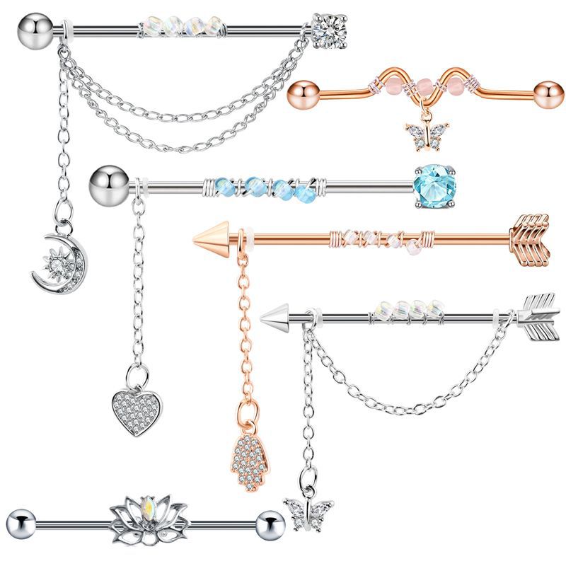 Body Jewelry Trend - Brincos longos de aço cirúrgico, piercing