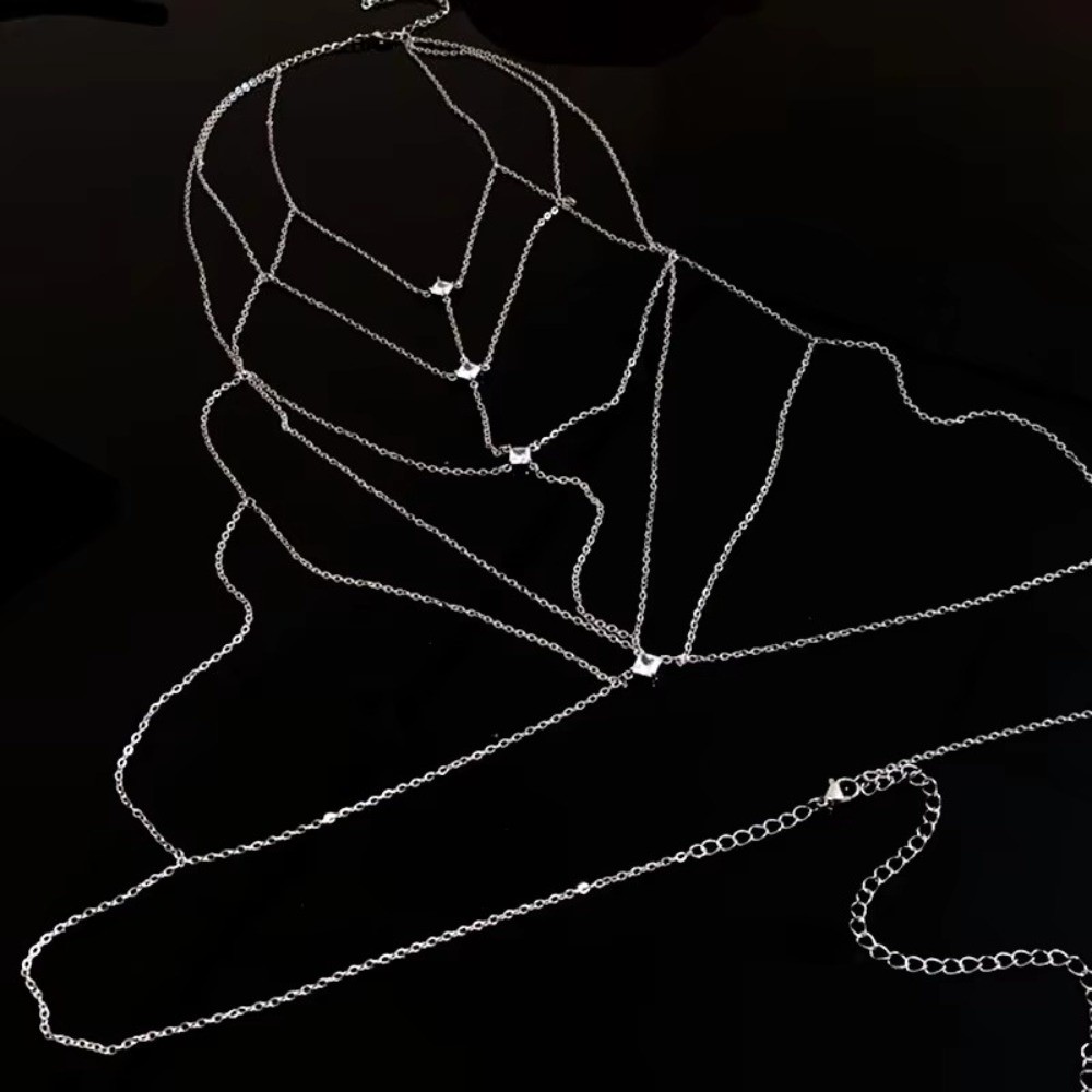 Body Jewelry Trend - Corrente de Corpo Multicamadas com Strass