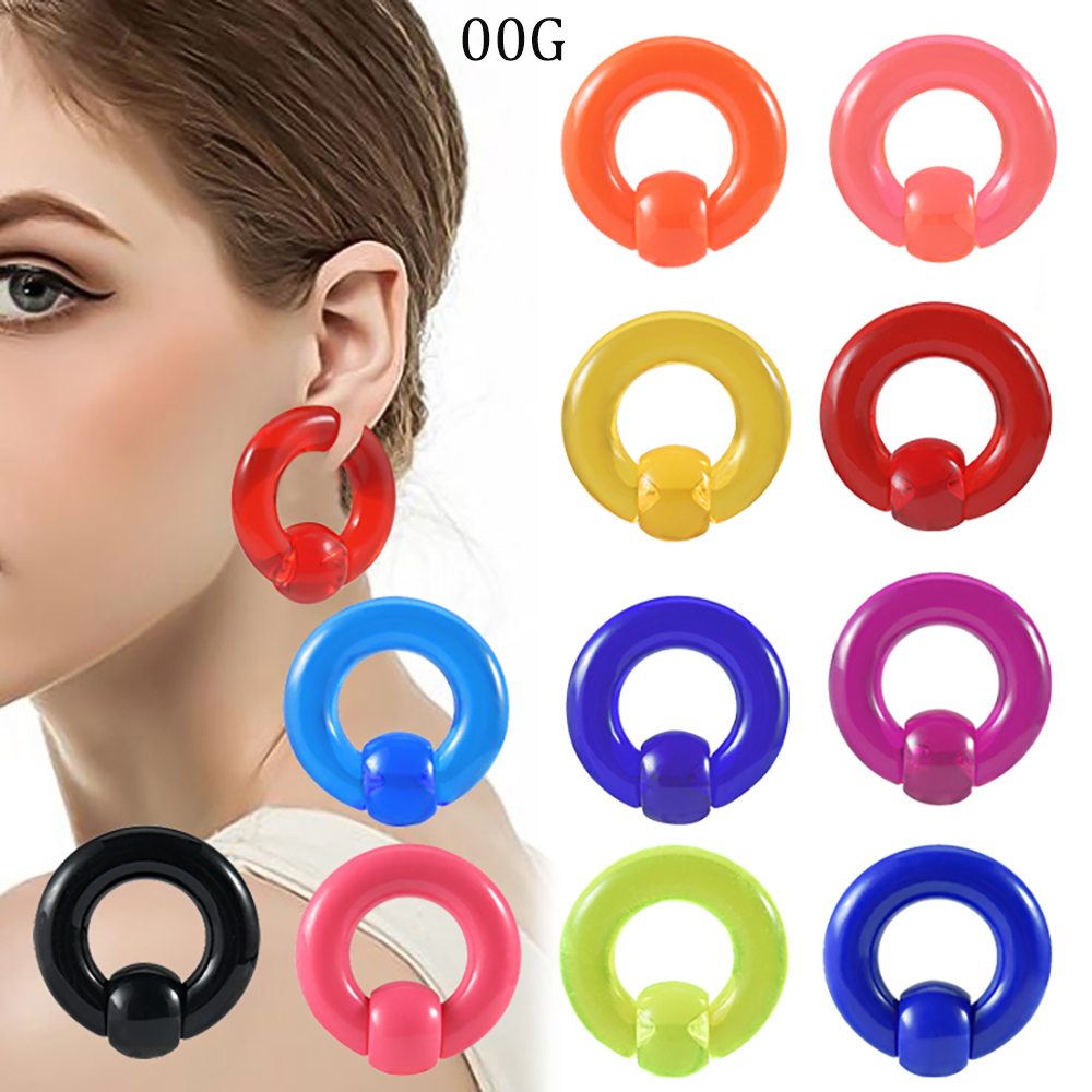 2/1 pçs colorido acrílico bcr  - Body Jewelry Gauge Sizes avaliação e preço