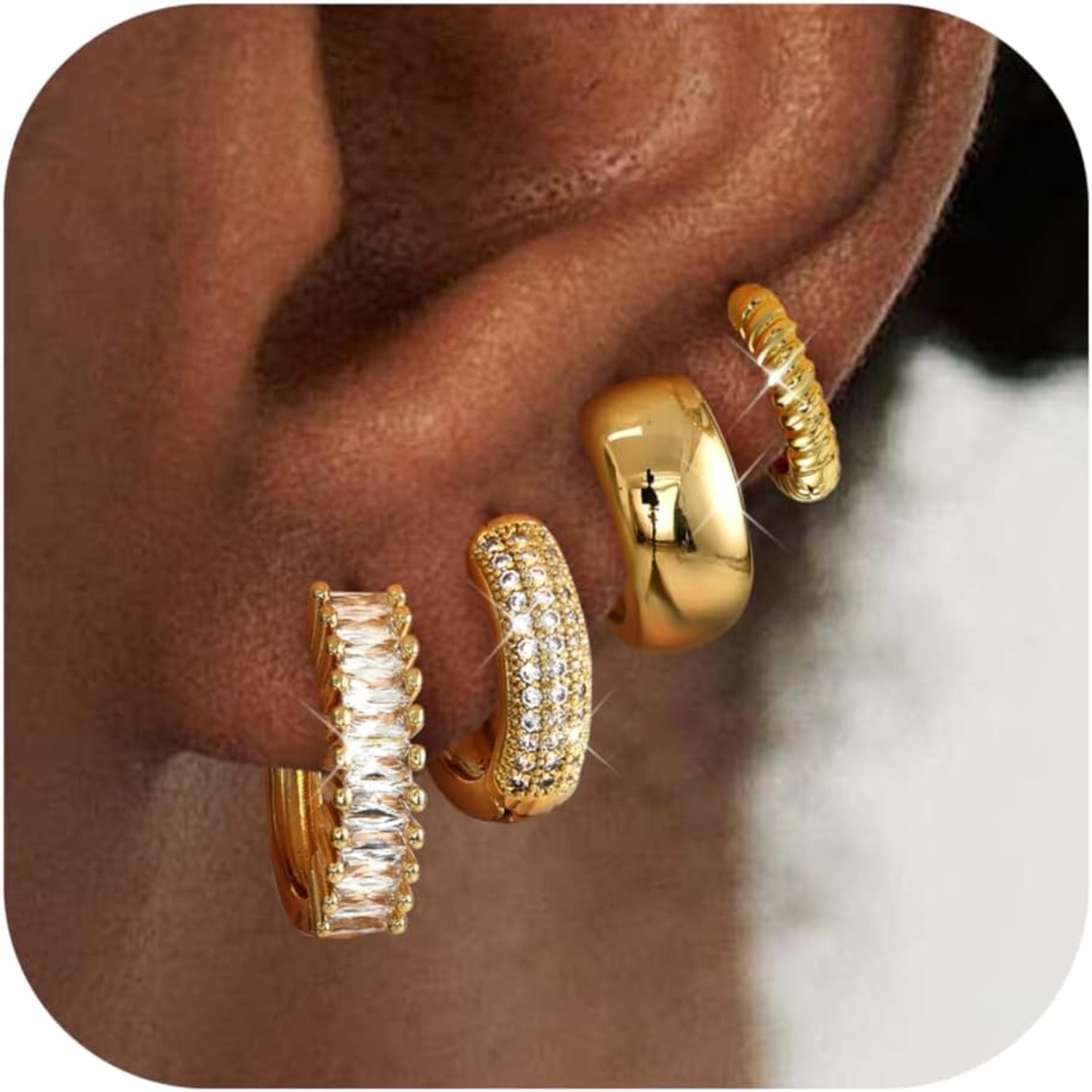 ORAZIO 4 Pares de Brincos Hugg - Body Jewelry Trend avaliação e preço