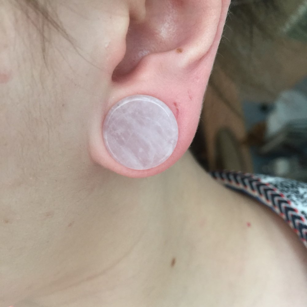 Quartzo rosa Pedra Orgânica Tú - Body Jewelry Gauge Sizes avaliação e preço