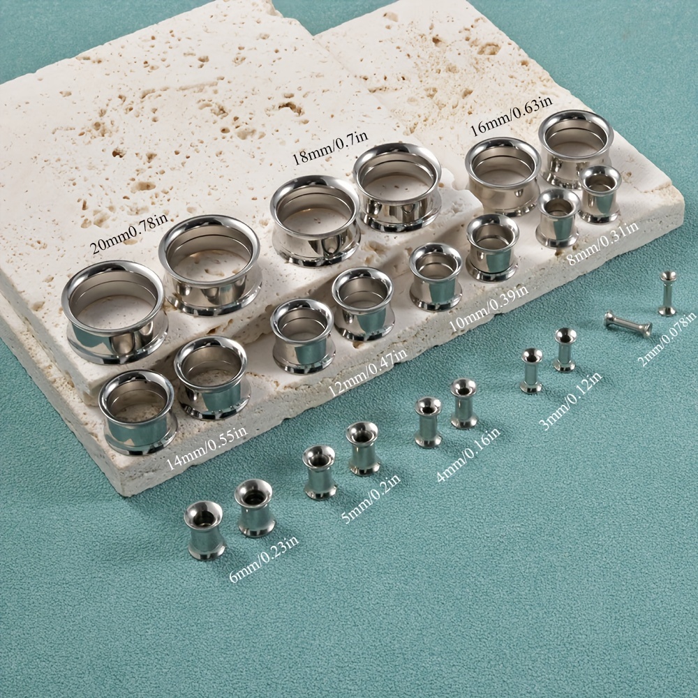 Conjunto de tampões para os ou - Body Jewelry Gauge Sizes avaliação e preço