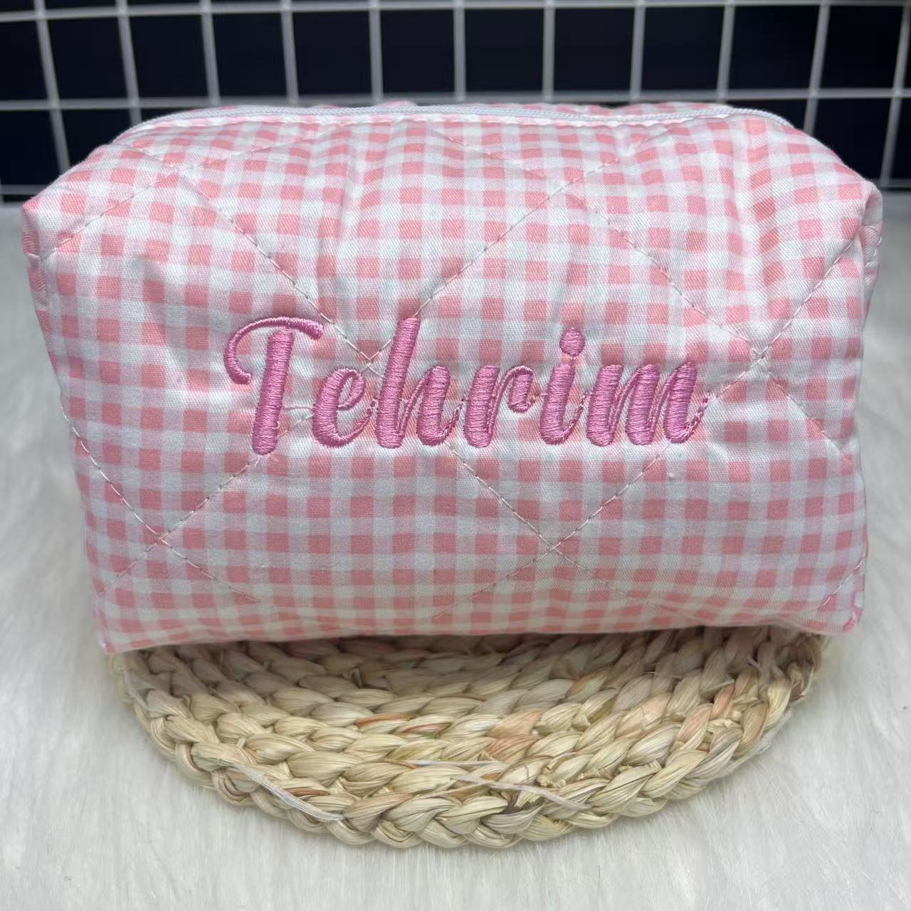 Bolsa cosmética listrada de gr - Body Jewelry Names avaliação e preço